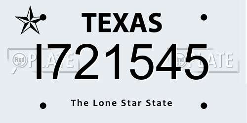 I721545 Texas License Plate