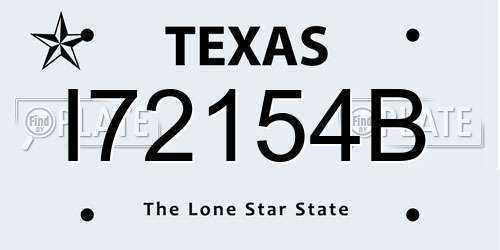 I72154B Texas License Plate