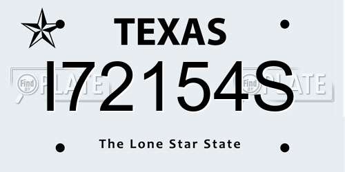 I72154S Texas License Plate