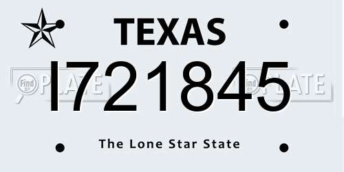 I721845 Texas License Plate