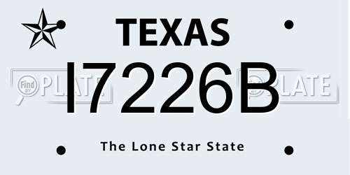 I7226B Texas License Plate