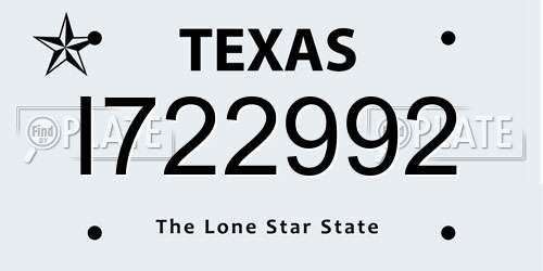 I722992 Texas License Plate