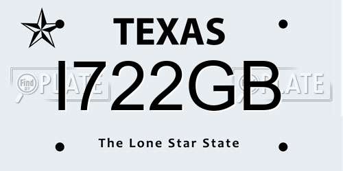 I722GB Texas License Plate
