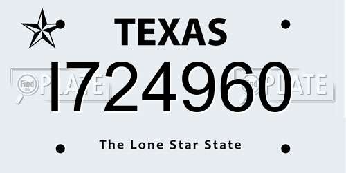 I724960 Texas License Plate