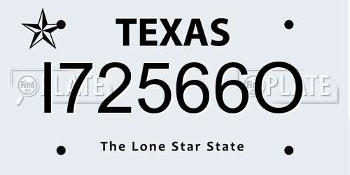 I72566O Texas License Plate