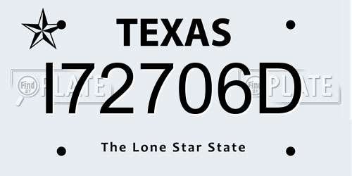 I72706D Texas License Plate