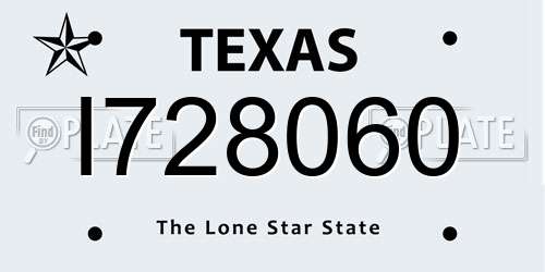 I728060 Texas License Plate
