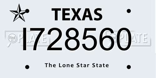 I728560 Texas License Plate