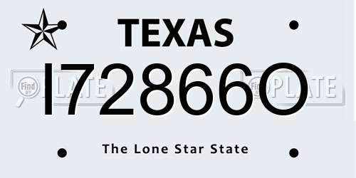 I72866O Texas License Plate