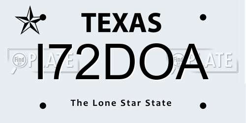 I72DOA Texas License Plate