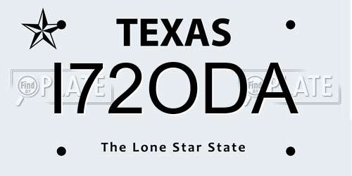 I72ODA Texas License Plate