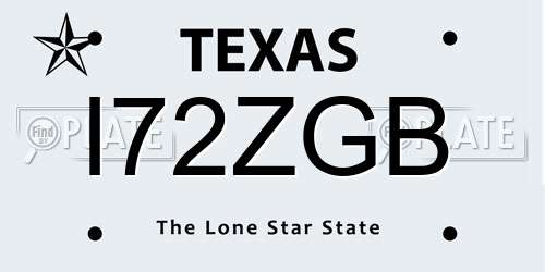 I72ZGB Texas License Plate