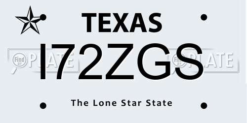 I72ZGS Texas License Plate