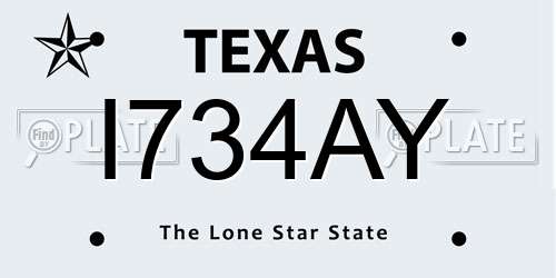 I734AY Texas License Plate