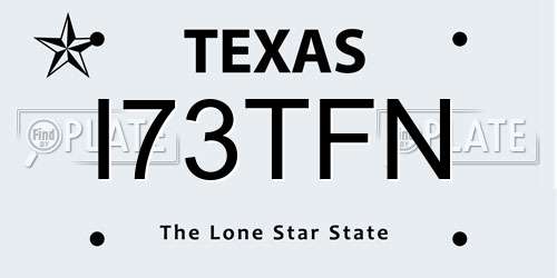 I73TFN Texas License Plate