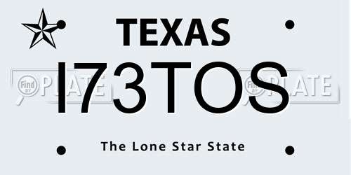 I73TOS Texas License Plate