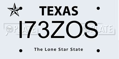 I73ZOS Texas License Plate