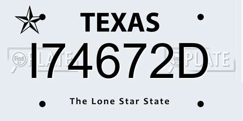 I74672D Texas License Plate