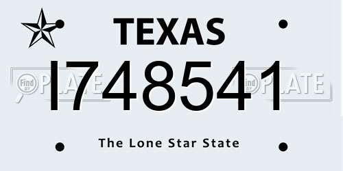 I748541 Texas License Plate