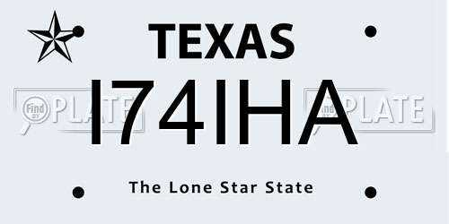 I74IHA Texas License Plate