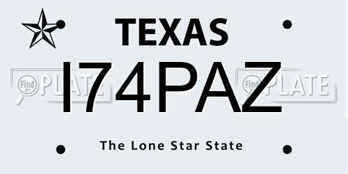 I74PAZ Texas License Plate