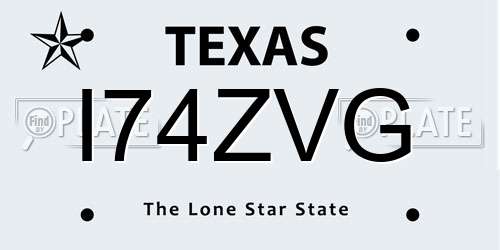 I74ZVG Texas License Plate