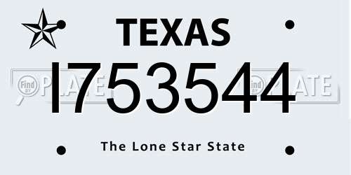 I753544 Texas License Plate