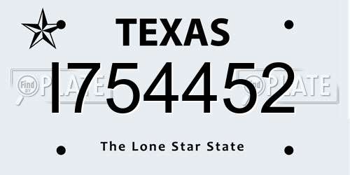 I754452 Texas License Plate