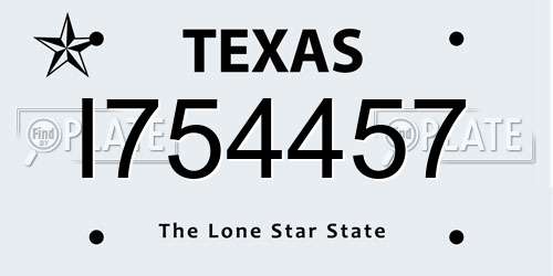 I754457 Texas License Plate