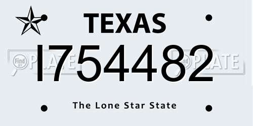 I754482 Texas License Plate