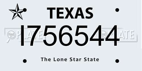 I756544 Texas License Plate