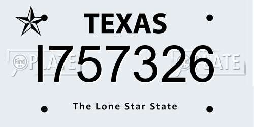 I757326 Texas License Plate