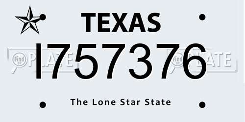 I757376 Texas License Plate