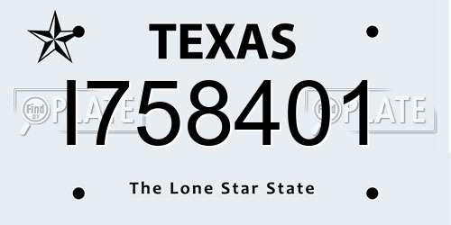 I758401 Texas License Plate