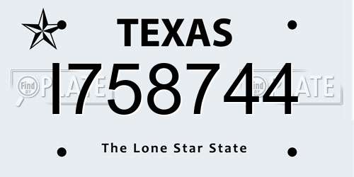 I758744 Texas License Plate
