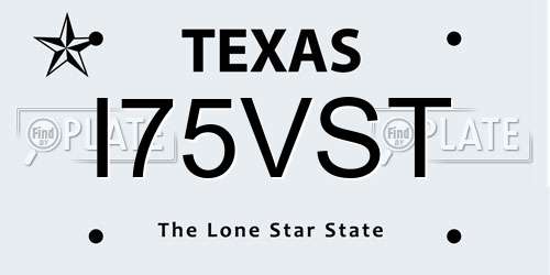 I75VST Texas License Plate