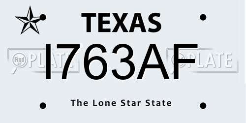 I763AF Texas License Plate