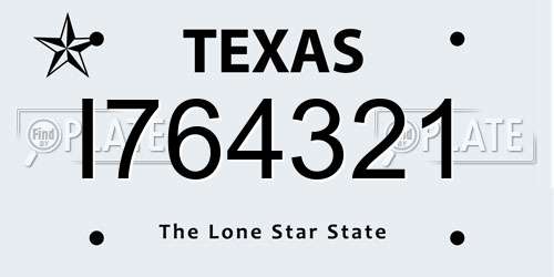 I764321 Texas License Plate