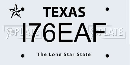 I76EAF Texas License Plate