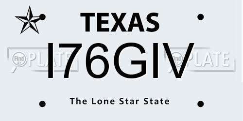 I76GIV Texas License Plate