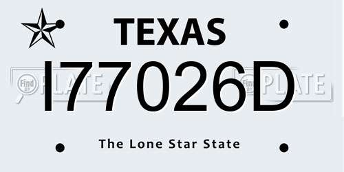 I77026D Texas License Plate