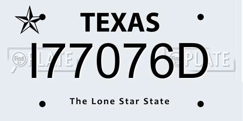 I77076D Texas License Plate