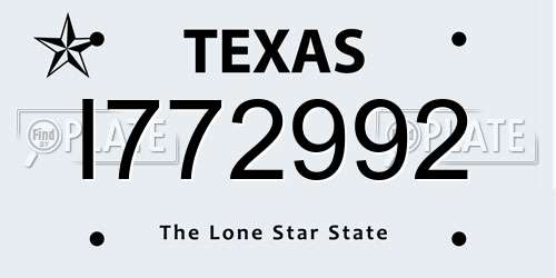 I772992 Texas License Plate