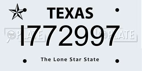 I772997 Texas License Plate