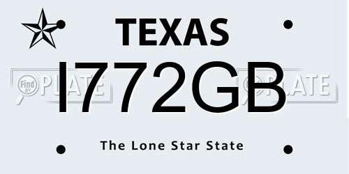 I772GB Texas License Plate