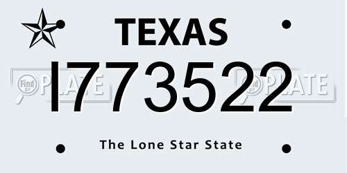 I773522 Texas License Plate