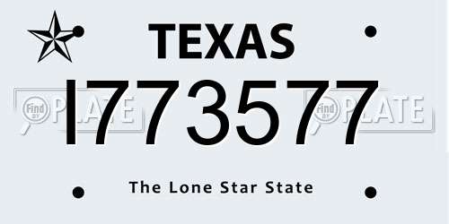 I773577 Texas License Plate