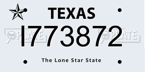 I773872 Texas License Plate