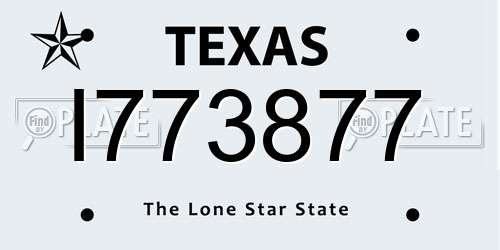 I773877 Texas License Plate