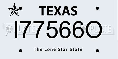 I77566O Texas License Plate